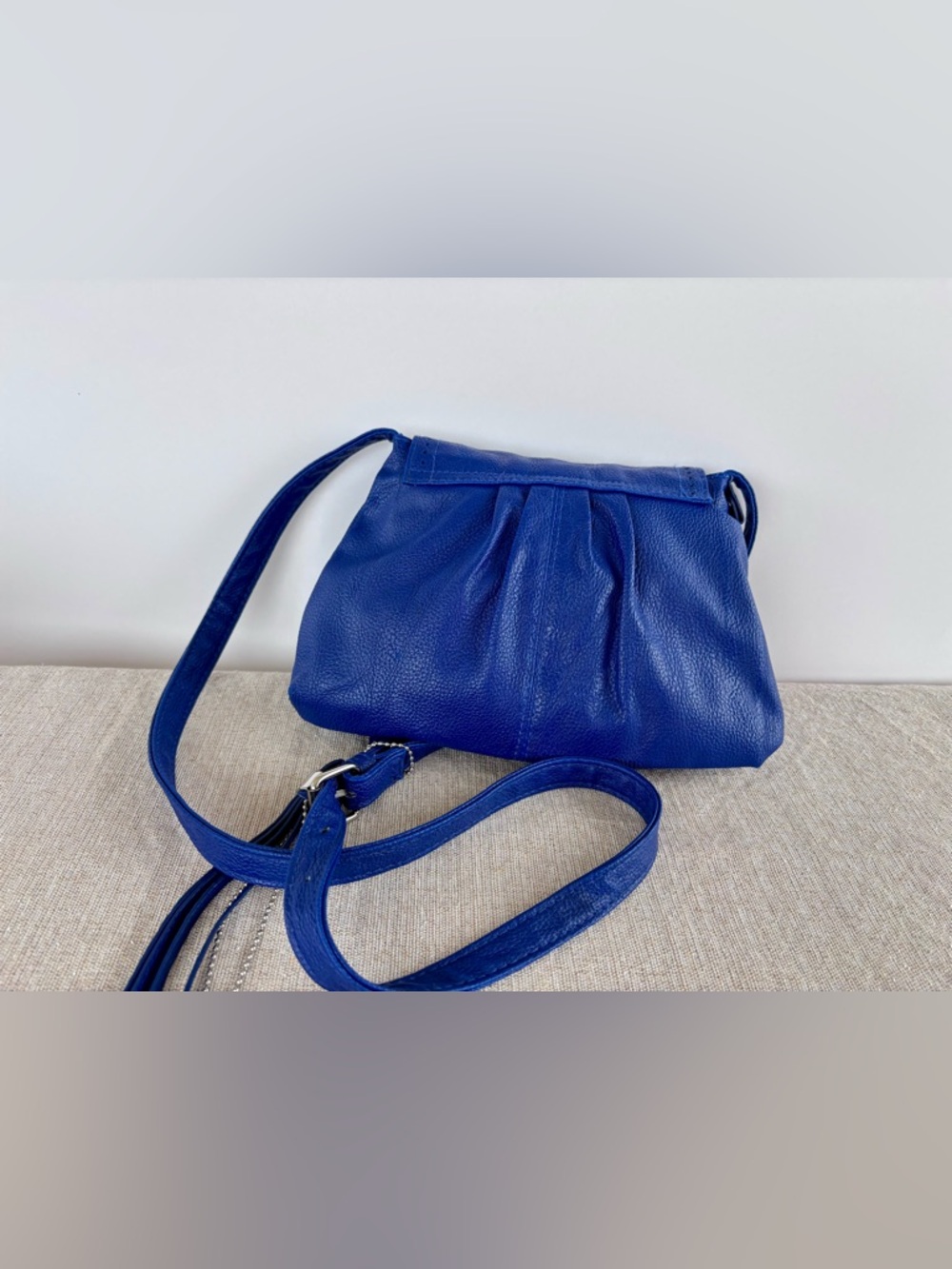 Roxy Blue Faux Leather Crossbody Bag Boho Slouchy Shoulder Purse - Picture 5 of 10